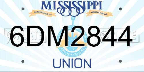 6DM2844 Mississippi License Plate