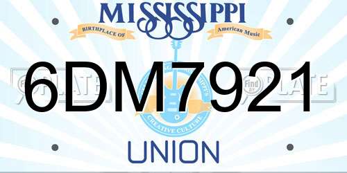 6DM7921 Mississippi License Plate