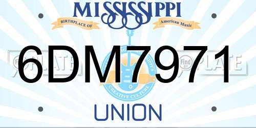 6DM7971 Mississippi License Plate