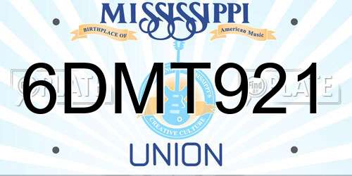 6DMT921 Mississippi License Plate