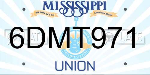 6DMT971 Mississippi License Plate