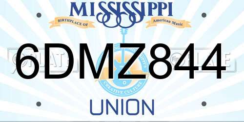 6DMZ844 Mississippi License Plate