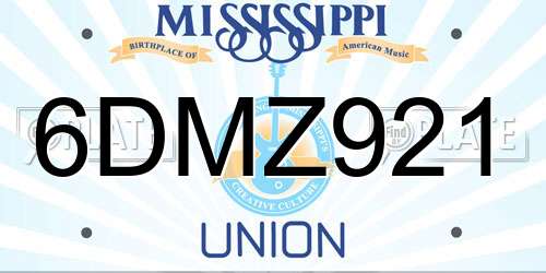 6DMZ921 Mississippi License Plate