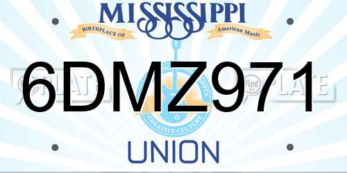 6DMZ971 Mississippi License Plate