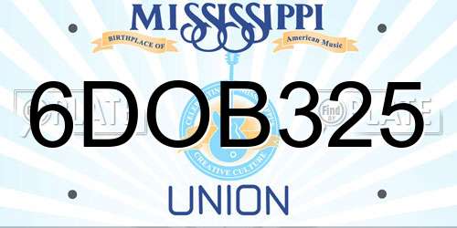 6DOB325 Mississippi License Plate