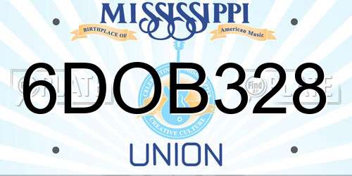 6DOB328 Mississippi License Plate