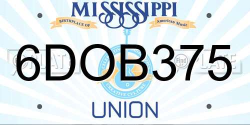 6DOB375 Mississippi License Plate