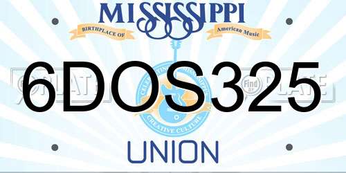 6DOS325 Mississippi License Plate