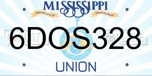 6DOS328 Mississippi License Plate