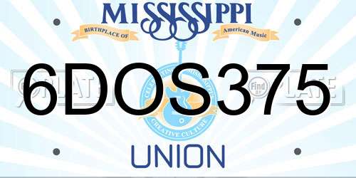 6DOS375 Mississippi License Plate