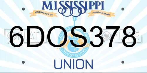 6DOS378 Mississippi License Plate