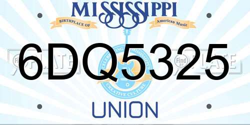 6DQ5325 Mississippi License Plate