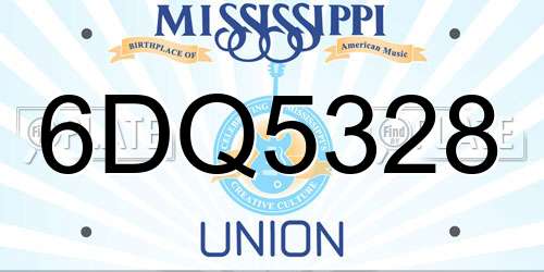 6DQ5328 Mississippi License Plate