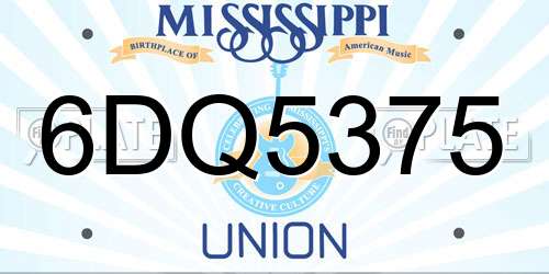 6DQ5375 Mississippi License Plate