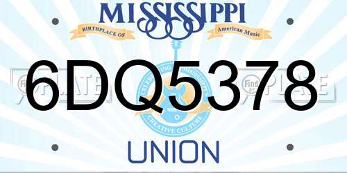 6DQ5378 Mississippi License Plate