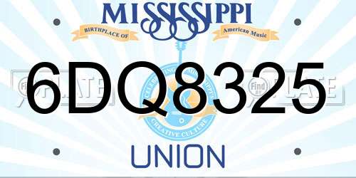 6DQ8325 Mississippi License Plate