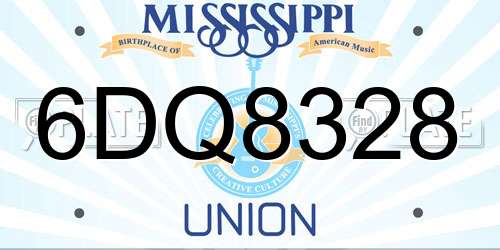 6DQ8328 Mississippi License Plate