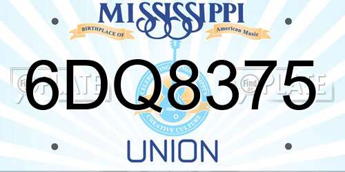 6DQ8375 Mississippi License Plate