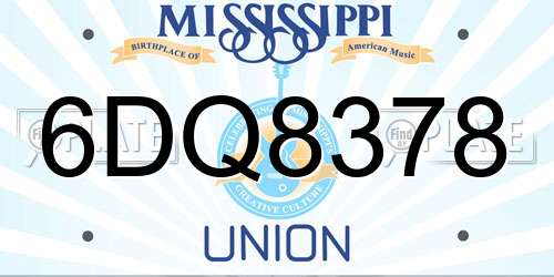 6DQ8378 Mississippi License Plate