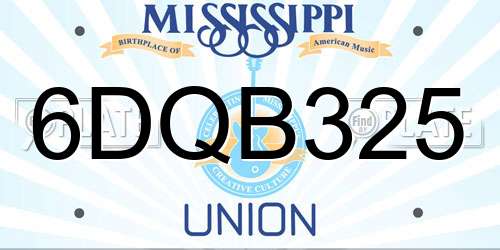 6DQB325 Mississippi License Plate