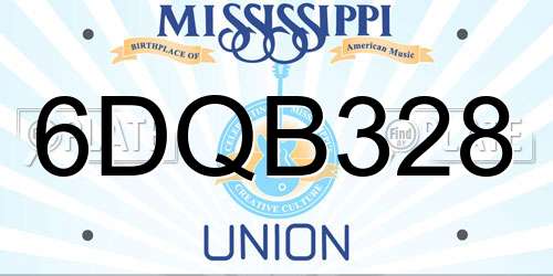 6DQB328 Mississippi License Plate