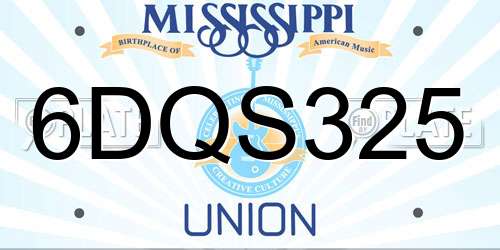 6DQS325 Mississippi License Plate