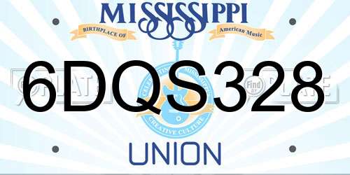 6DQS328 Mississippi License Plate