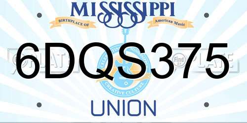 6DQS375 Mississippi License Plate