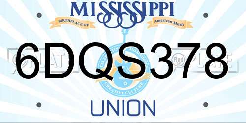 6DQS378 Mississippi License Plate