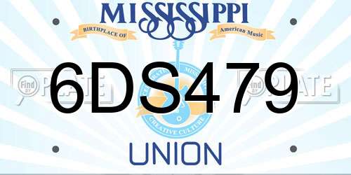6DS479 Mississippi License Plate