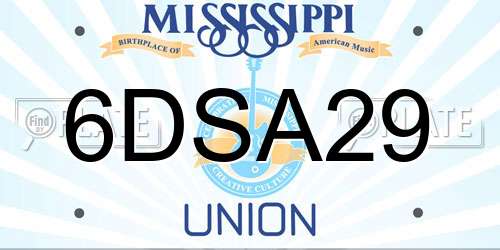 6DSA29 Mississippi License Plate