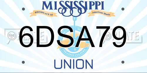 6DSA79 Mississippi License Plate