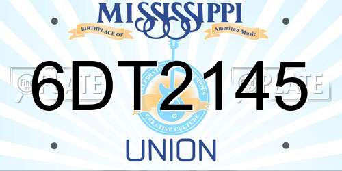 6DT2145 Mississippi License Plate