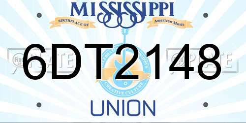 6DT2148 Mississippi License Plate