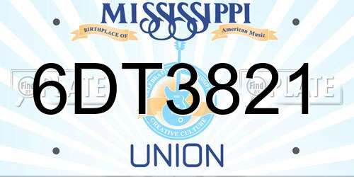 6DT3821 Mississippi License Plate
