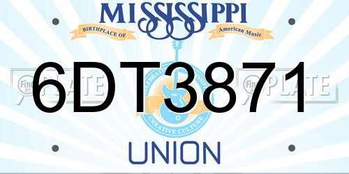 6DT3871 Mississippi License Plate