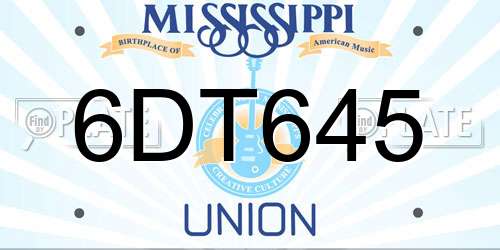 6DT645 Mississippi License Plate