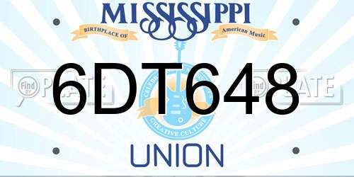 6DT648 Mississippi License Plate