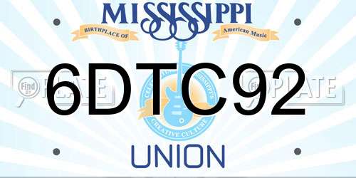 6DTC92 Mississippi License Plate