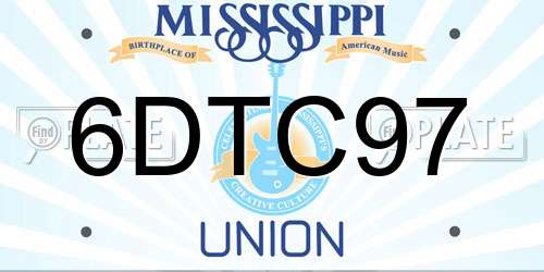 6DTC97 Mississippi License Plate