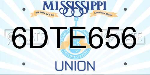 6DTE656 Mississippi License Plate