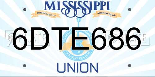 6DTE686 Mississippi License Plate