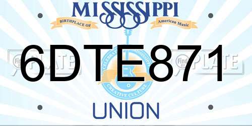 6DTE871 Mississippi License Plate