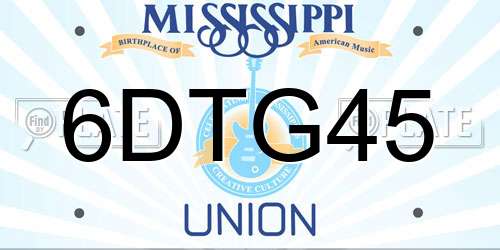 6DTG45 Mississippi License Plate