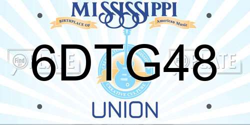 6DTG48 Mississippi License Plate