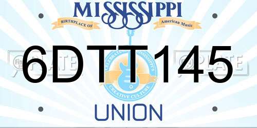 6DTT145 Mississippi License Plate