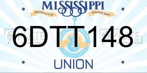 6DTT148 Mississippi License Plate