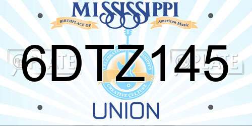 6DTZ145 Mississippi License Plate