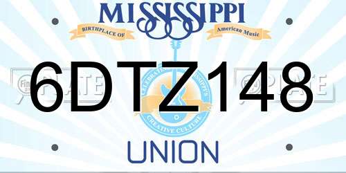 6DTZ148 Mississippi License Plate