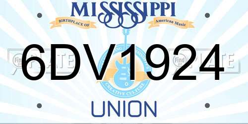 6DV1924 Mississippi License Plate